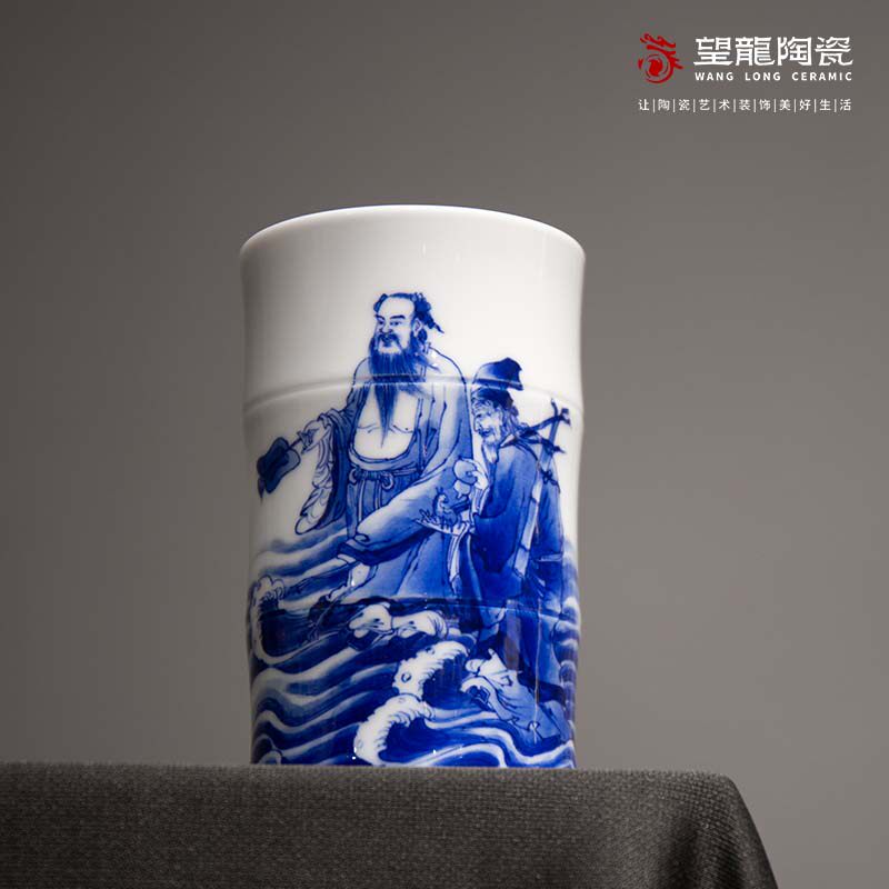 望龙手绘八仙竹节杯陶瓷杯