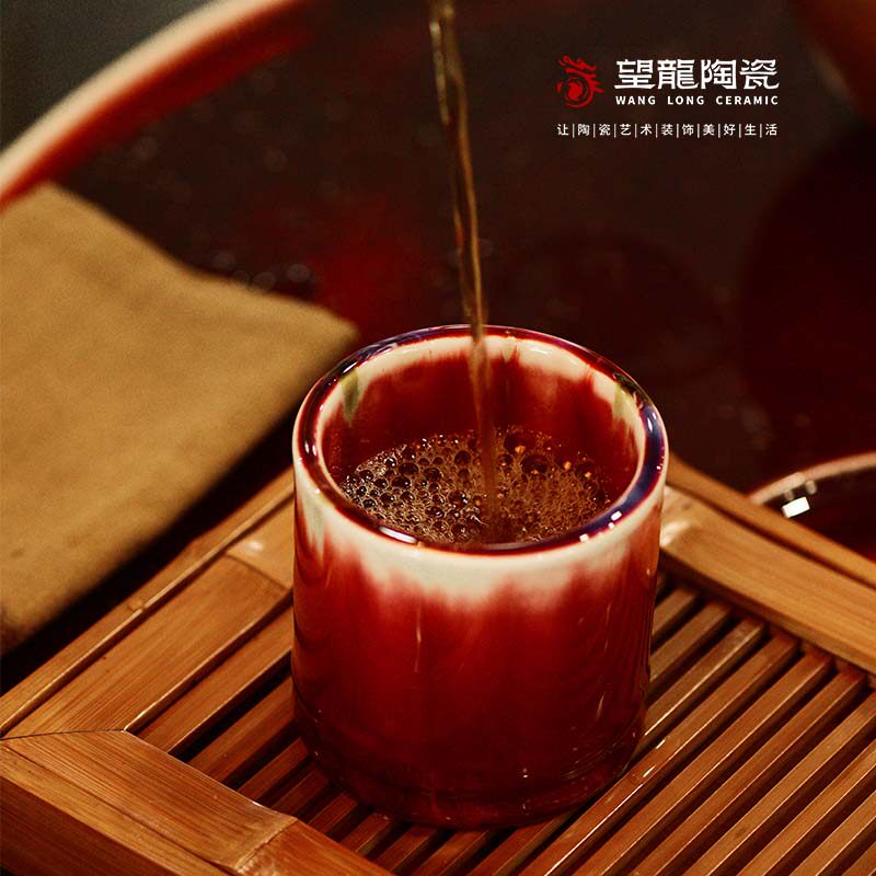 望龙柴窑颜色釉直口杯