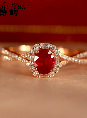 s925纯银镶嵌交叉鸽血红宝石戒指