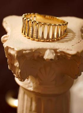 镂空指环ins镀18K金小众轻奢