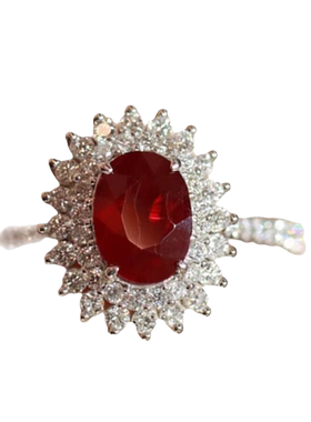 s925纯银天然鸽血红宝石戒指