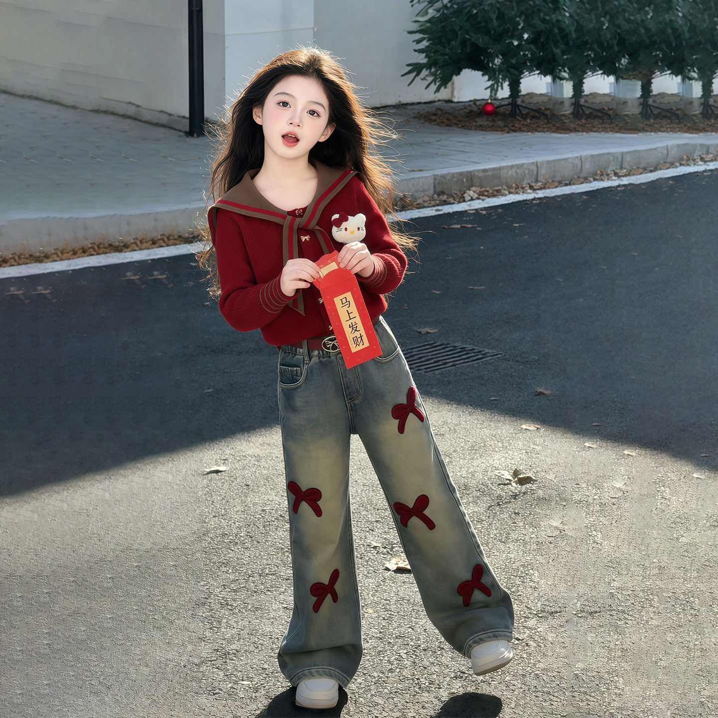 女童套装春装2026新款儿童针织开衫外套女大童春秋洋气穿搭一整套