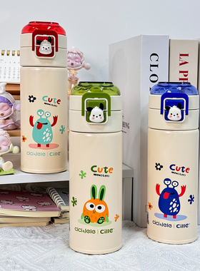 Xile儿童保温杯高外观316不锈钢双饮用杯大容量学生便携式吸管杯