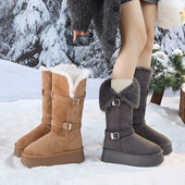 小四专享 跟高3.5CM 雪地靴女中筒靴子1670