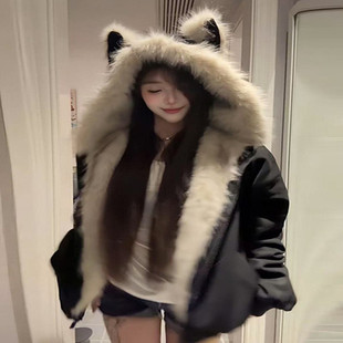 座山雕棉衣棉服女款2025新款冬季派克服小个子棉袄加绒加厚外套潮