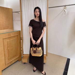 套装 诠释美 时尚 NEWOPEN 女抽褶裙子斜肩t恤两件套S5350 25夏法式
