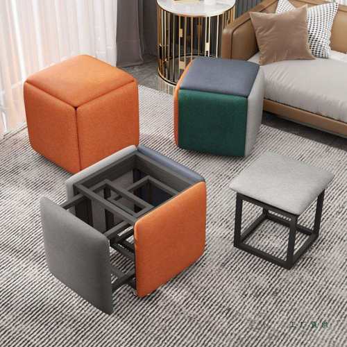 魔方组合凳子家用沙发小矮凳万向轮客厅茶几方坐凳折叠可叠放椅子