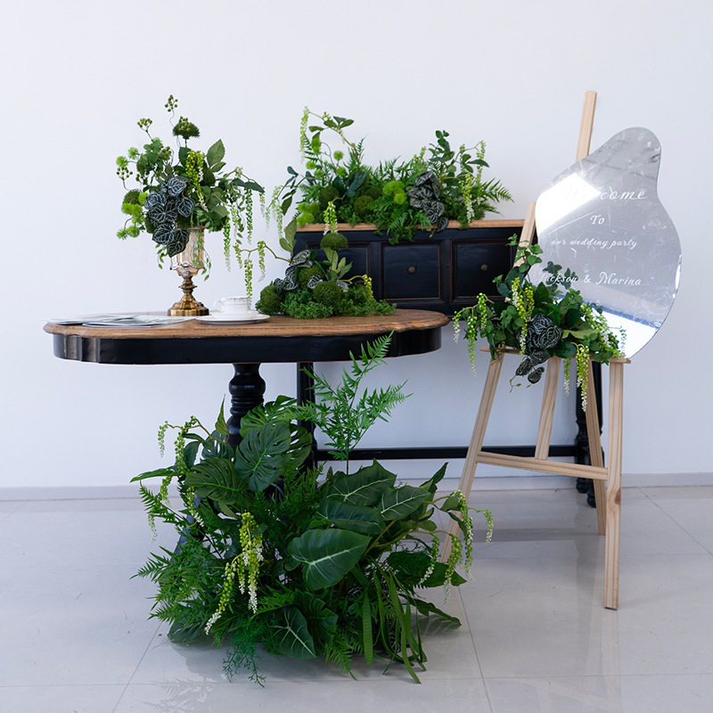 森系仿真绿植桌花壁炉花艺装饰假花 餐厅商业美陈布置摄影道具花