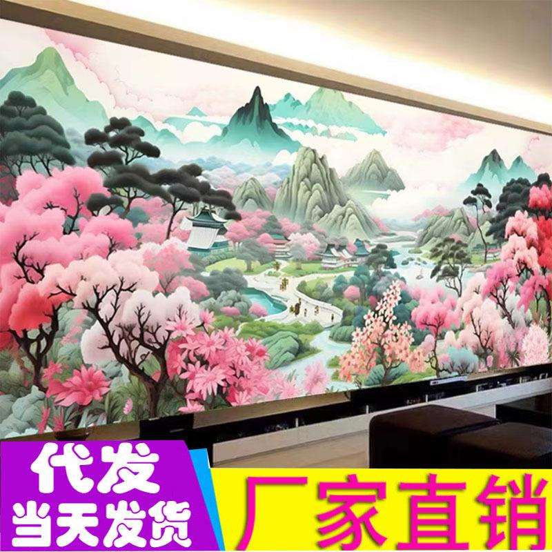 工厂新版桃源人家十字绣新款线绣客厅大幅满绣十字绣风景画