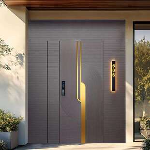 轻奢前六后二精雕铸铝门一门一景入户门自建房别墅大门小区子母门