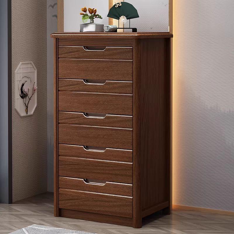 胡桃木实木床头柜斗柜现代中式床边收纳简约储物柜整装卧室五斗柜