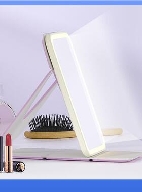 DX7Lled折叠带灯随身便携梳妆镜学生宿舍桌面台式补光镜子