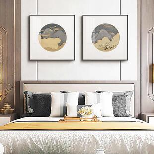 群山飞鸿现代新中式山川飞鸟床头装饰画客厅挂画餐厅轻奢壁画