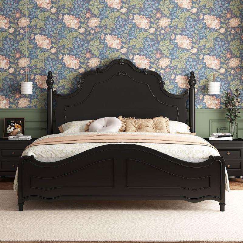 美式复古实木床1.8米现代简约主卧白色1.5米法式轻奢公主床双人床