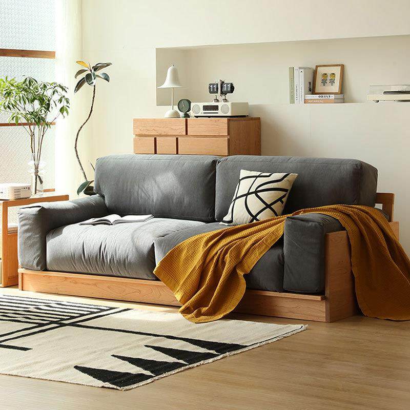 北欧全实木樱桃木沙发极简式三人位组合简约型日式小户型客厅家具