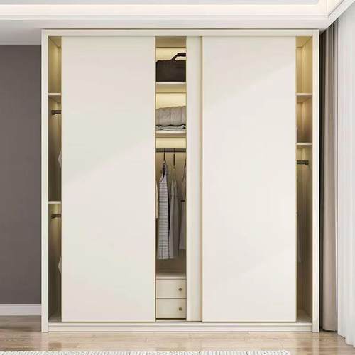 2025轻奢全实木推拉门衣柜ENF级生态板家用衣橱成品板现代简约柜