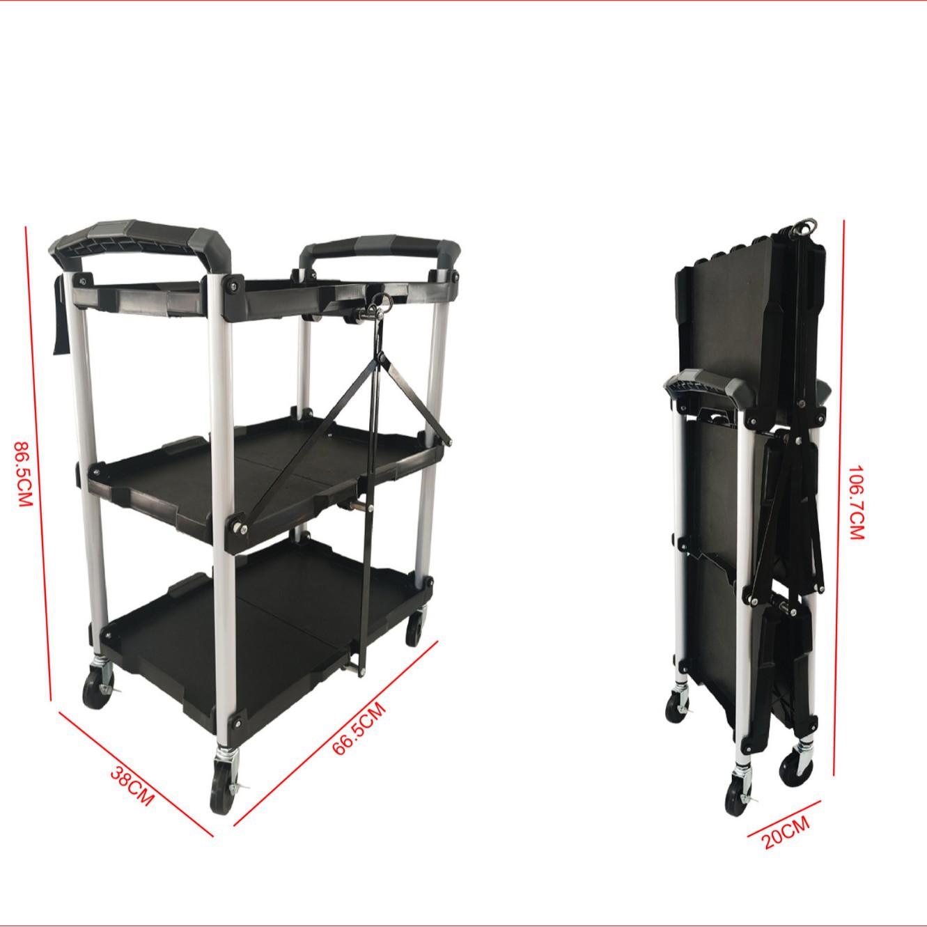 可折叠耐用带轮移动工具车