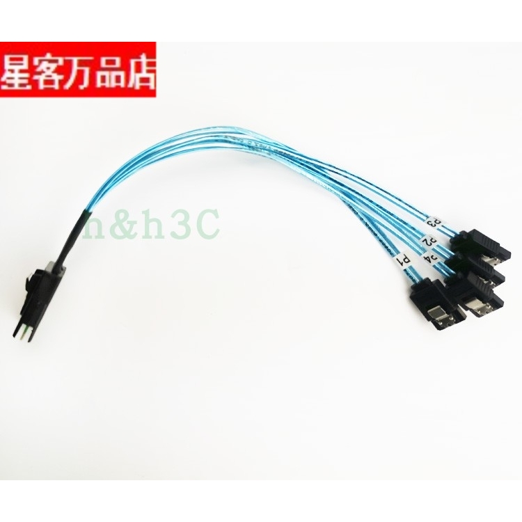 精品全新25CM小机箱用Mini SAS数据线正向8087转1分4SATA短0.25米