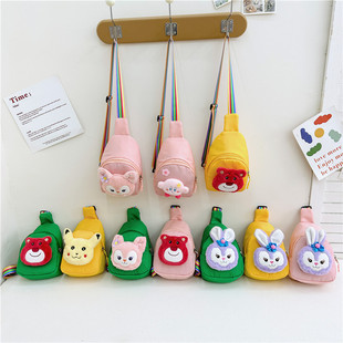 时尚儿童卡通胸包男童女孩立体公仔休闲小背包出行潮搭单肩斜挎包