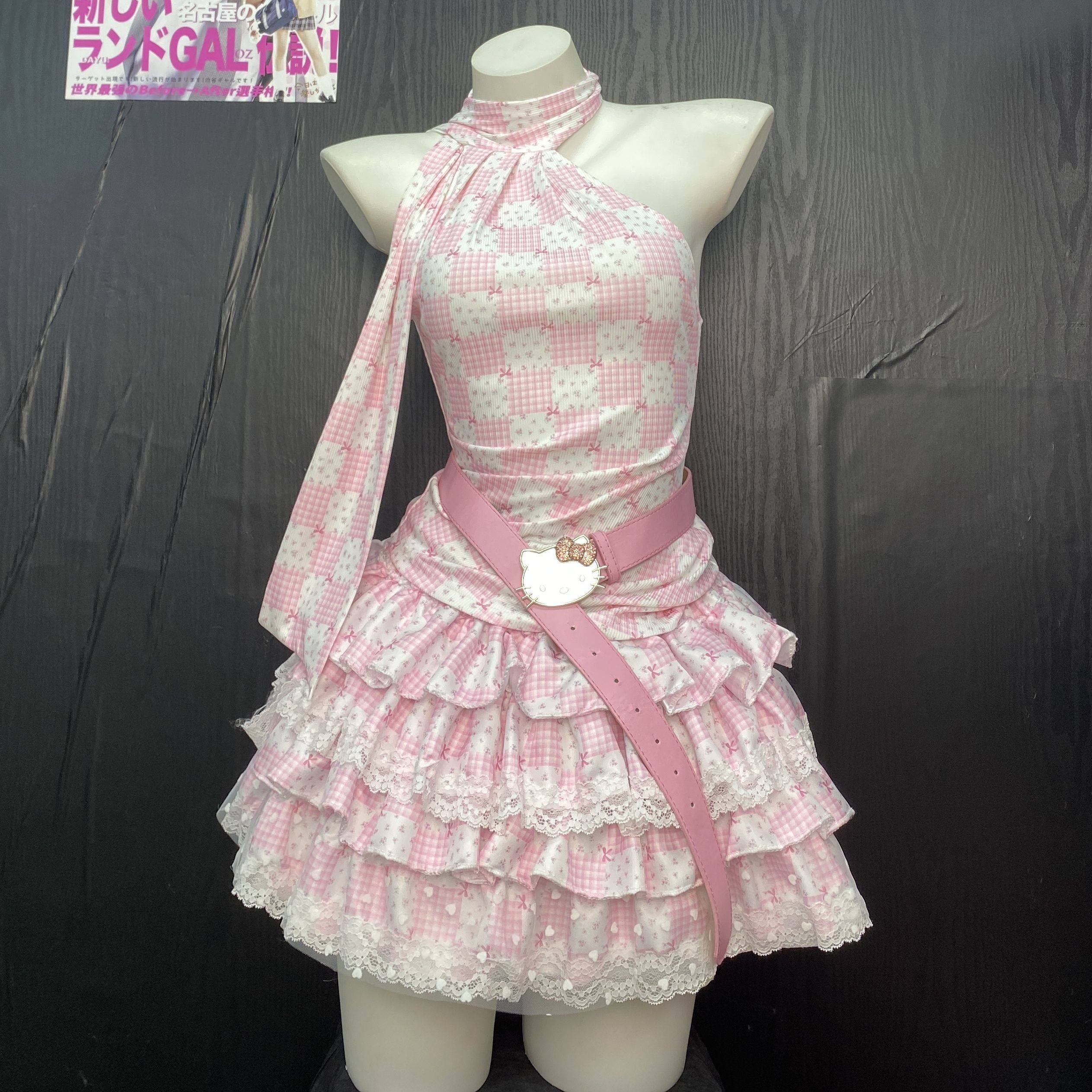 thumbnail for Sweet House original handmade sleeveless halterneck camisole top Y2K Shibuya hot girl subculture sweet girl cake skirt girl