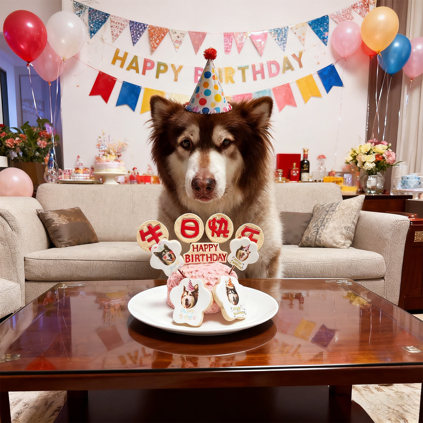 小宠一狼爱心宠物生日蛋糕饼干零食定制狗猫咪照片生日插牌无添加