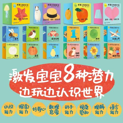 手掌认知积木书.全十二册 专为0—2岁宝宝设计的年龄段童书 12大主题 引导宝宝发展认知智力0123岁宝宝设计童书绘本益智游戏书漫画