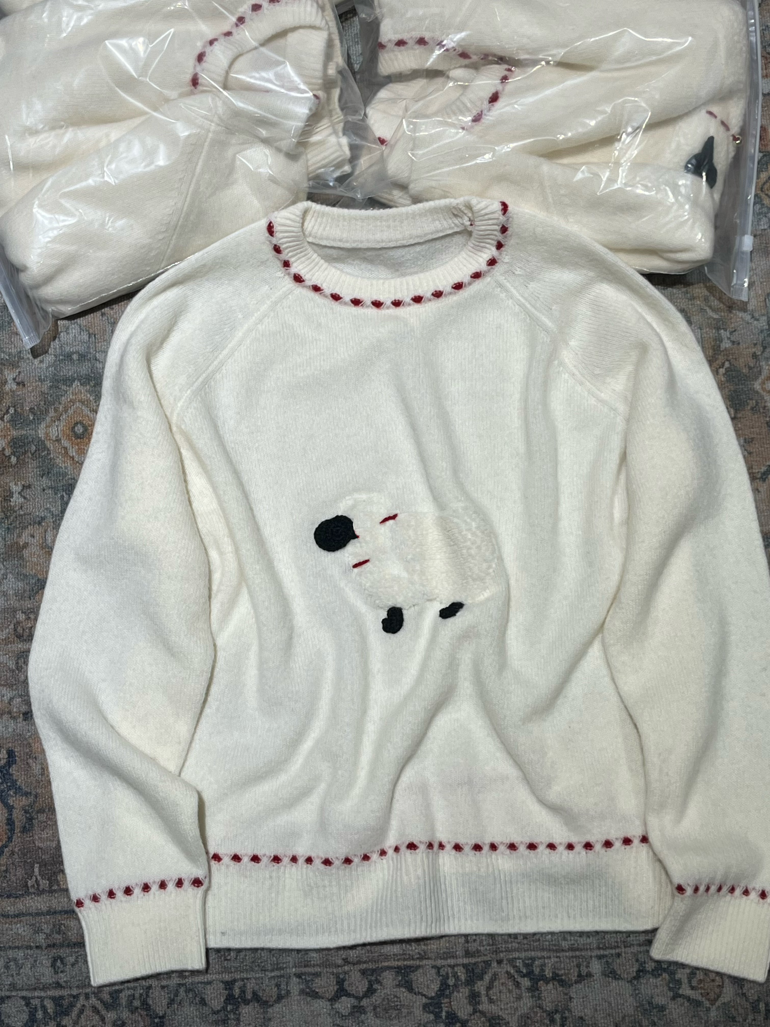 欧洲站2026秋季新款欧货时尚圆领卡通图案宽松休闲百搭针织衫上衣
