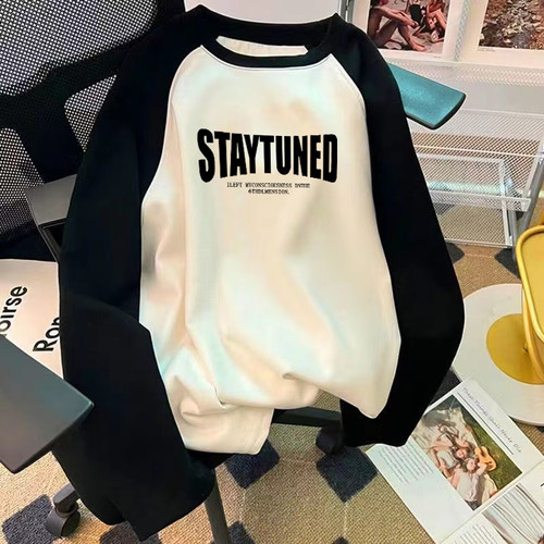 柯瞳港风插肩卫衣男拼接撞色上衣