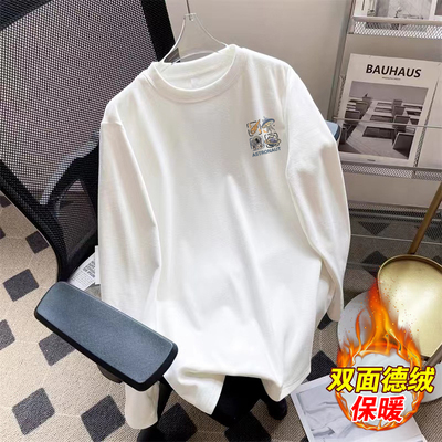 柯瞳美式长袖t恤男德绒打底上衣