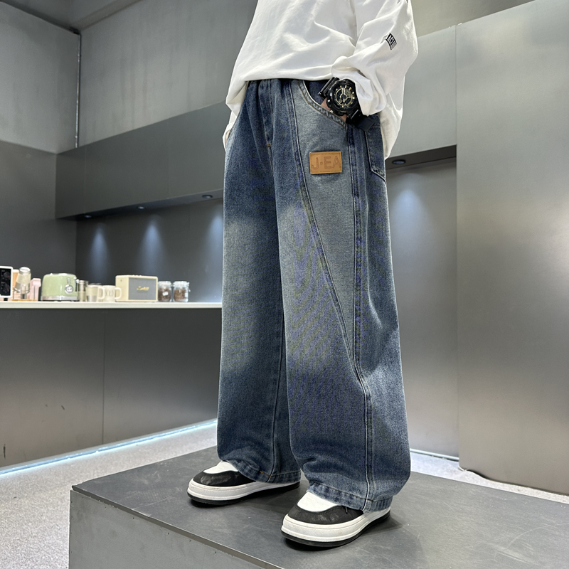 儿童牛仔裤春秋新款学生版阔腿裤