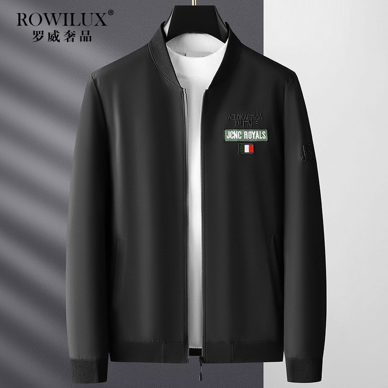 高级感刺绣黑色美式夹克男外套大码痞帅潮胖子加肥加大宽松棒球服