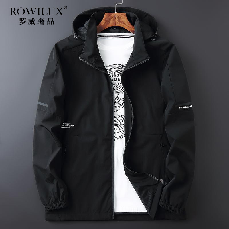 高端休闲夹克外套男可脱卸帽2025年春季新款大码宽松薄款运动上衣