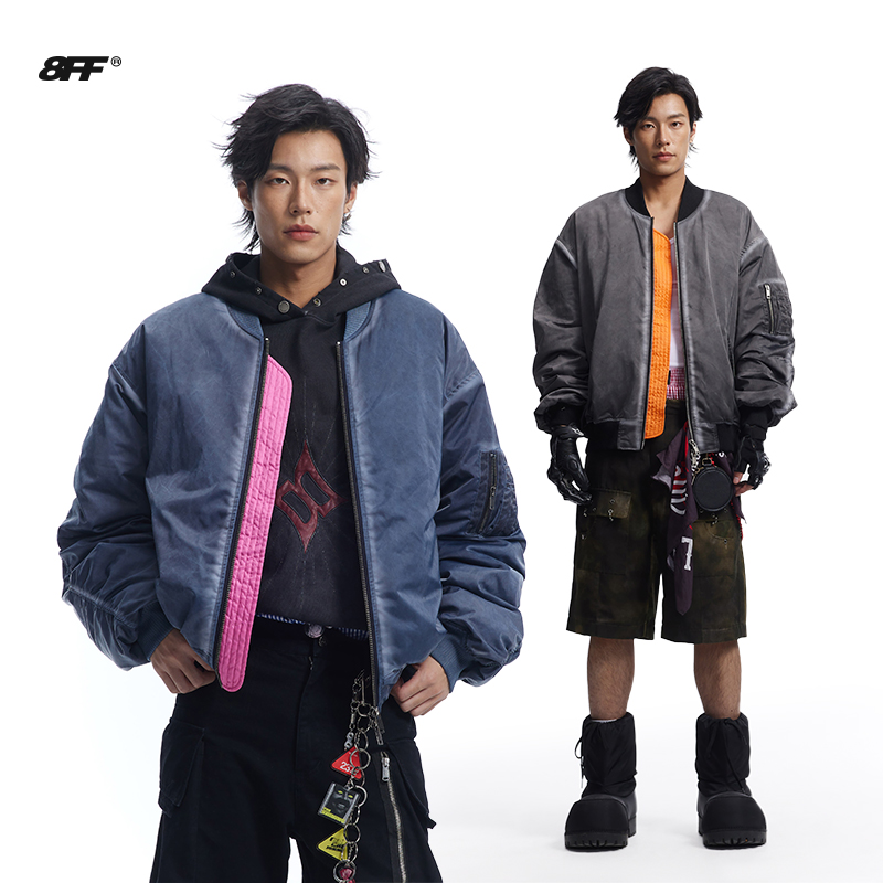 8FF/25SS MA-1bomber美式潮牌重工蜡染飞行员夹克羽绒棉服外套