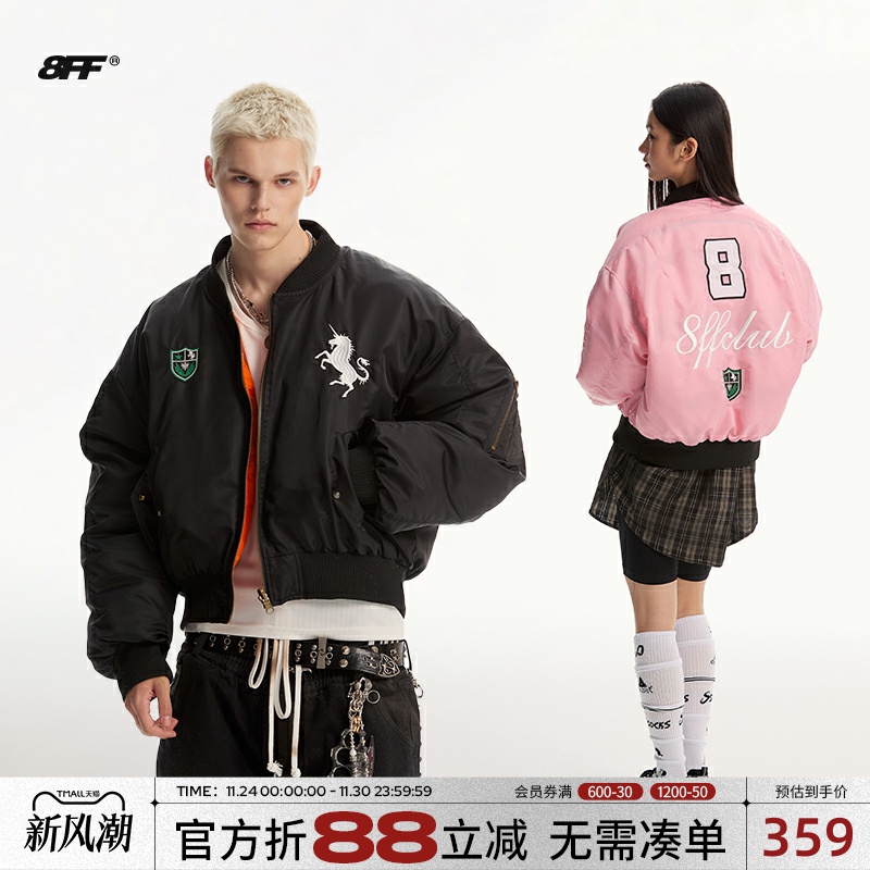 8FF加厚冬季短宽双面穿羽绒棉服