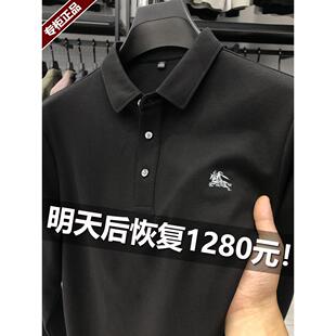 正品刺绣英伦巴宝利娇男士长袖t恤 秋季纯棉翻领战马polo衫上衣潮