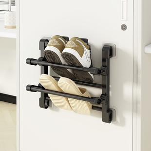 架子壁挂式 折叠门后鞋 家用门口多层 架桌下不锈钢免安装 大学宿舍鞋