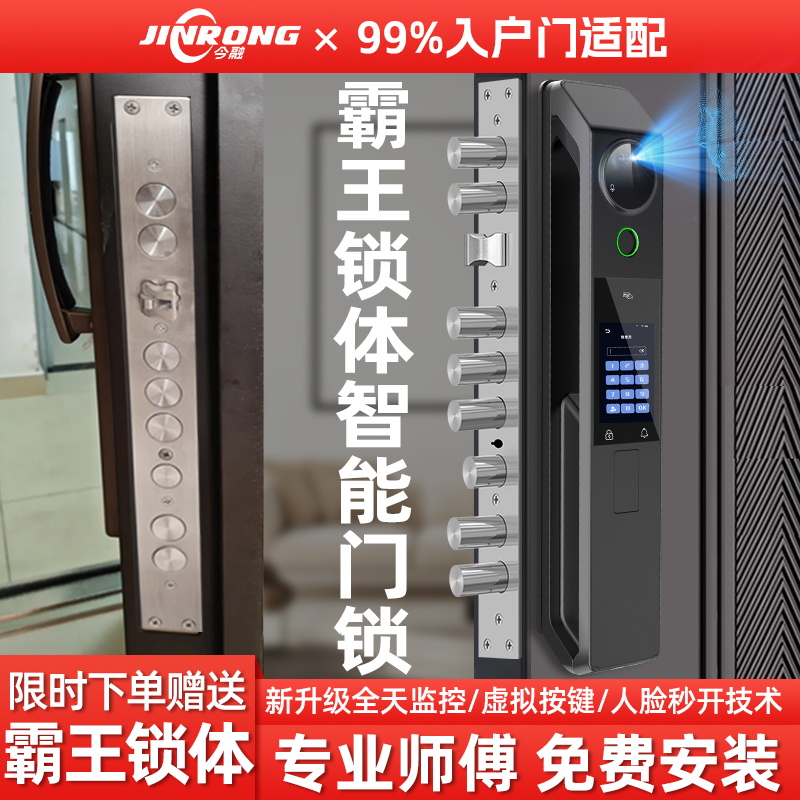 霸王锁体智能锁全自动款刷脸智能门锁家庭防盗门密码指纹锁带监控