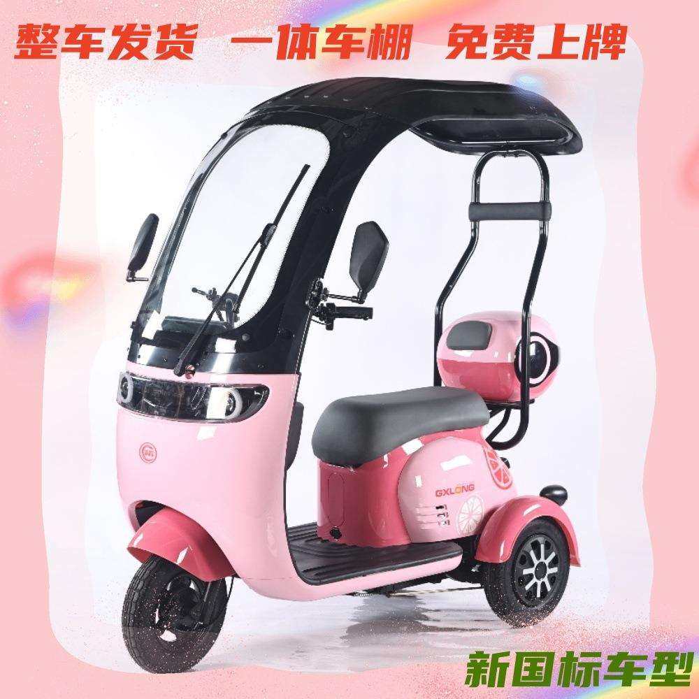 新款休闲代步自带一体棚电动三轮车成人女性接送孩子老人代步车