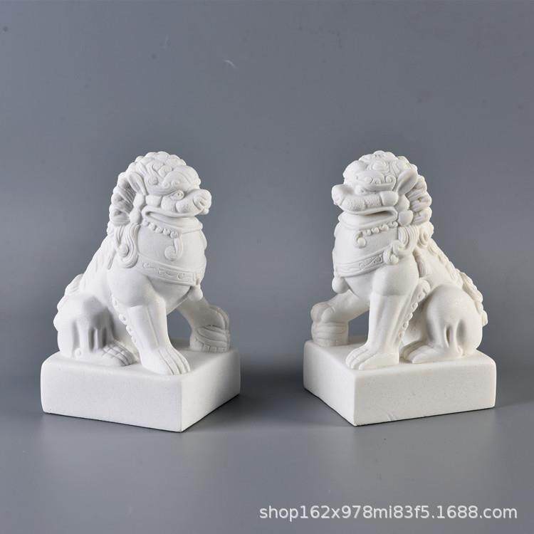 中式狮子摆件对狮树脂工艺品样板房中式场景装饰品软装摆设
