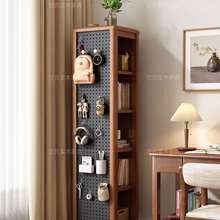 实木旋转书架家用客厅带洞洞板全身穿衣镜落地置物架储物转角书柜