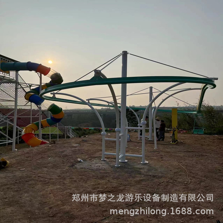 云南迪庆网红新款坑爹回旋溜索无动力户外坑爹回旋溜索亲子乐园