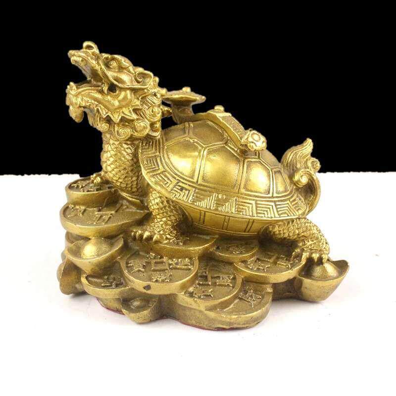铜如意龙龟背托如意家居装饰品