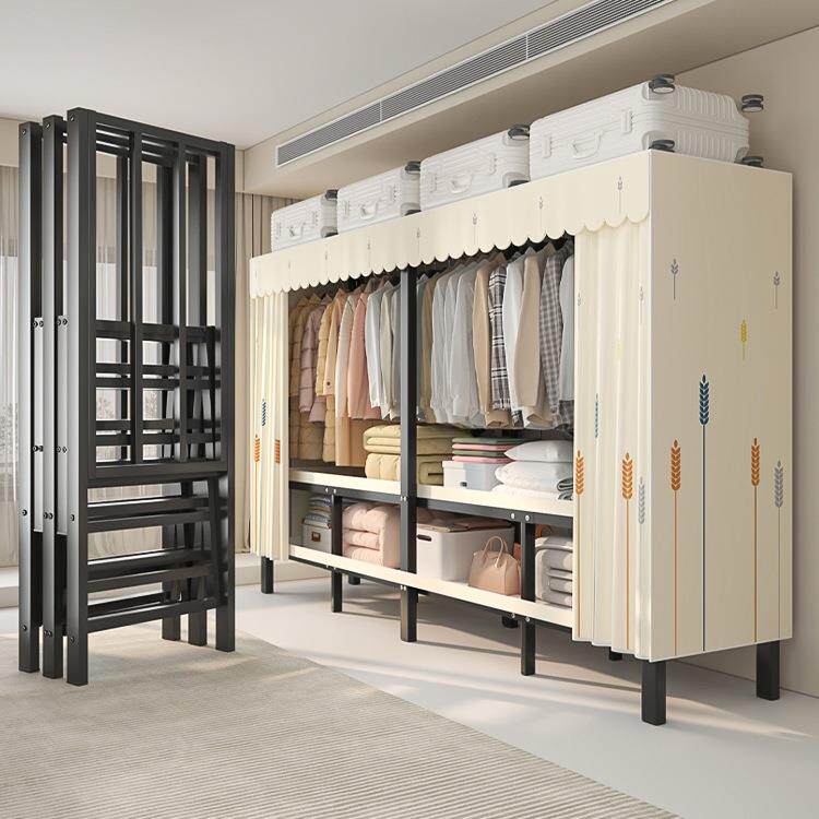 免安装折叠简易布衣柜家用卧室出租房用全钢架经济型结实耐用衣w&