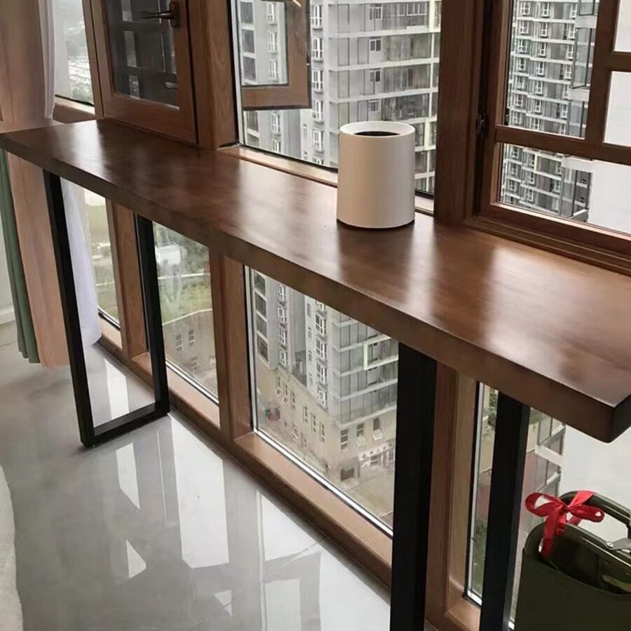 实木吧台书桌飘窗靠窗休闲桌长条桌阳台桌窗台吧台桌窄条桌茶桌