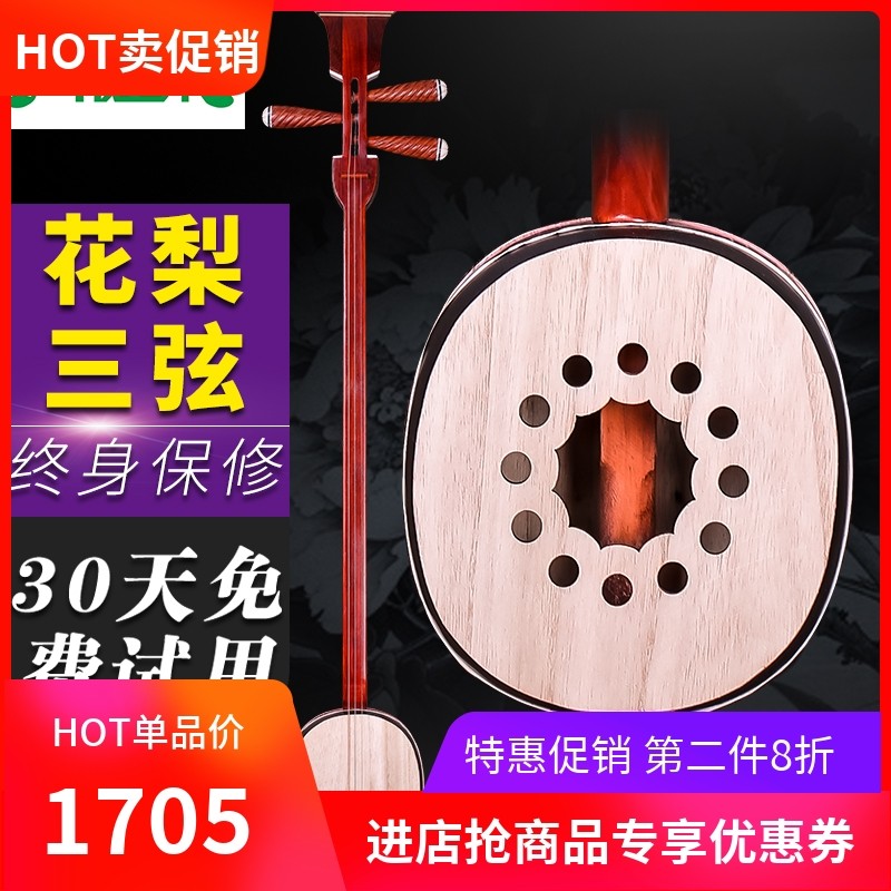 花梨木坠胡三弦河南坠胡花梨木三弦坠琴三弦乐器送配件