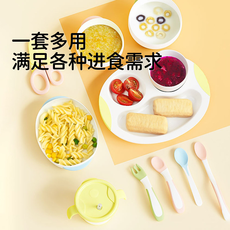 richell/利其尔宝宝学吃饭套装婴儿童训练自主进食一岁辅食喝水杯