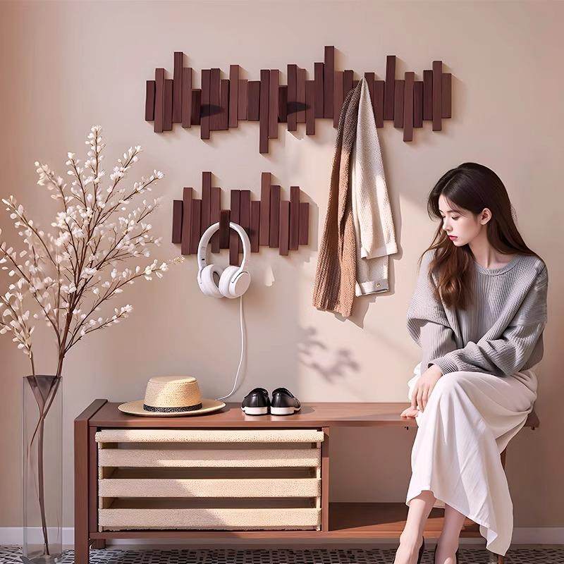 实木钢琴键挂衣架房间玄关门后墙上壁挂不占空间免打孔挂钩衣帽架,电子元器件市场,其它元器件,淘宝优惠券,粉丝福利购,淘宝优惠卷