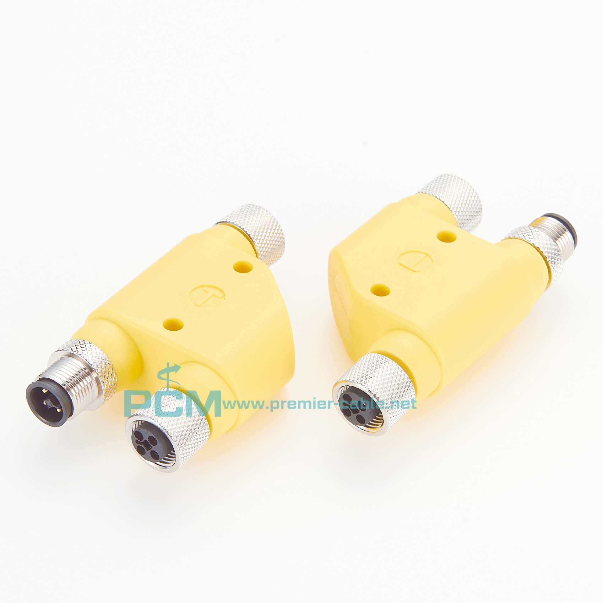 IP67/IP68防水T编码H型/Y型/T型 3芯4芯公头/母头M12 转接头分束