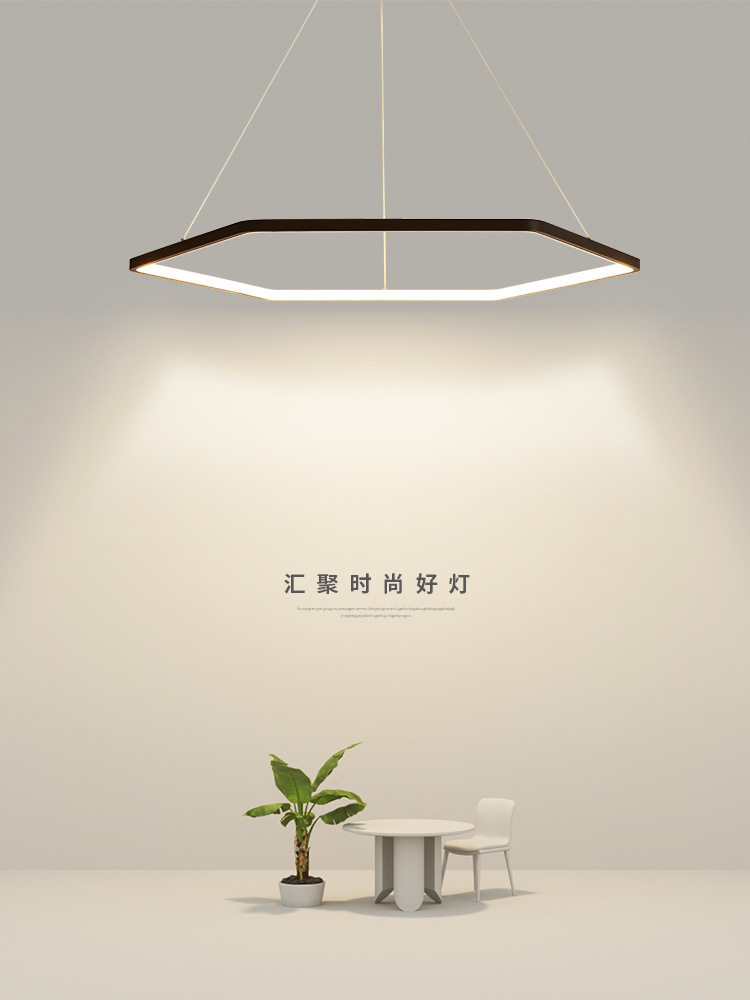 餐厅吊灯现代简约几何六边形极简客厅卧室饭厅书房灯广东中山灯具