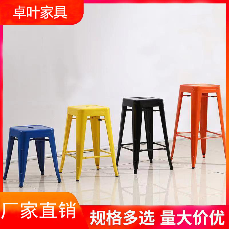 工业风高脚凳吧台椅现代简约餐厅酒吧金属椅铁艺吧台凳酒吧椅子图片